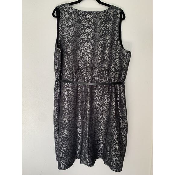 Lane Bryant Brocade Shimmer Fit Flare Dress W/Belt 22 Smoky- gray silver Party - Picture 4 of 11